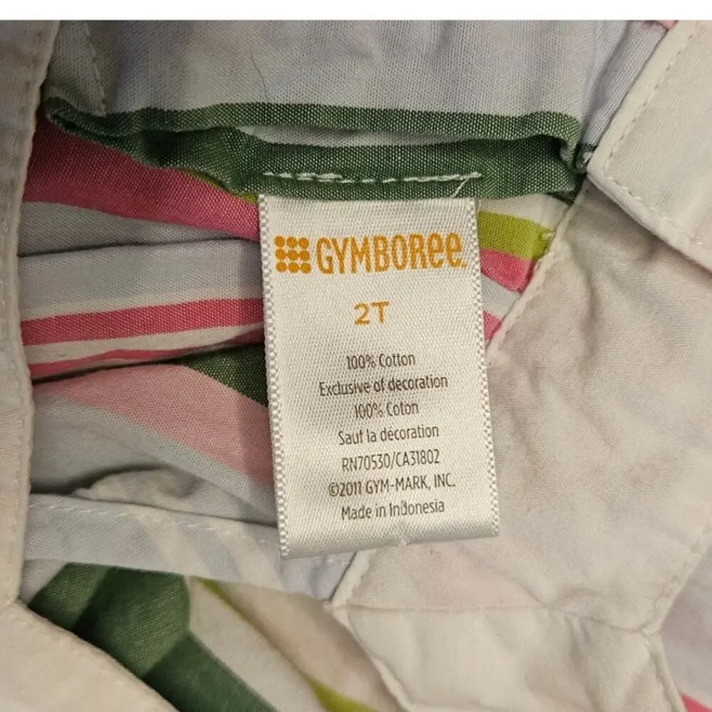Gymboree White, Pink,‎ and Green Striped Dress Size 2T